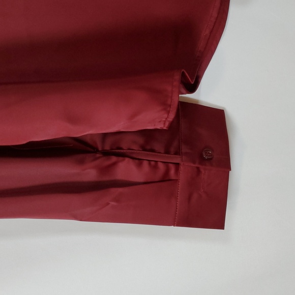 Luxveer Women's Long Sleeve Button Down Classic Collared Shirt ~ Wine Red - Picture 8 of 10